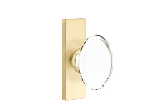 Emtek Stretto Narrow Trim Locksets with Hampton Glass Knob