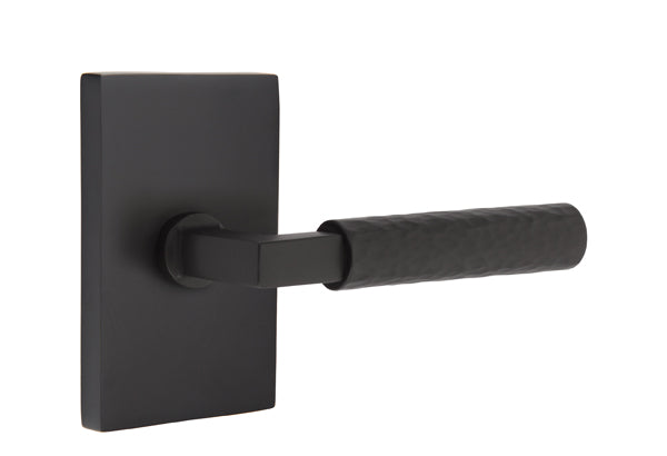 Emtek Select L Square Hammered Lever Modern Rectangular Rosette