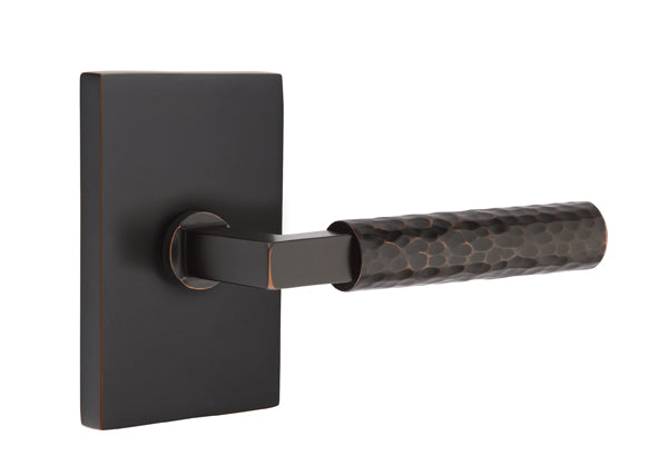 Emtek Select L Square Hammered Lever Modern Rectangular Rosette