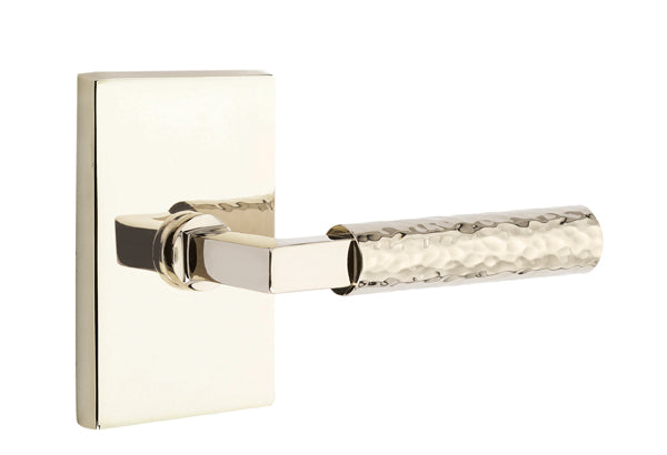 Emtek Select L Square Hammered Lever Modern Rectangular Rosette