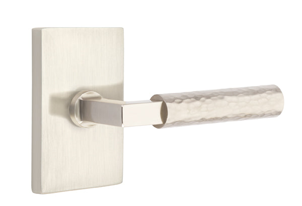Emtek Select L Square Hammered Lever Modern Rectangular Rosette