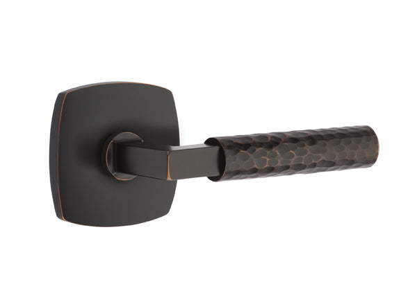 Emtek Select L Square Hammered Lever Urban Modern Rosette