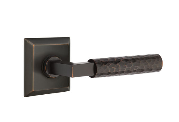 Emtek Select L Square Hammered Lever Quincy Rosette