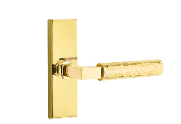 Emtek Stretto Narrow Trim Locksets with L-Square Hammered Lever