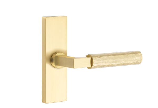 Emtek Stretto Narrow Trim Locksets with L-Square Hammered Lever
