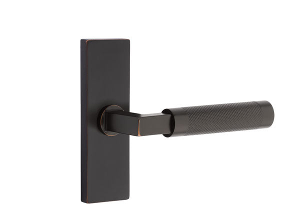 Emtek Stretto Narrow Trim Locksets with L-Square Knurled Lever