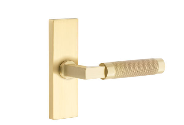 Emtek Stretto Narrow Trim Locksets with L-Square Knurled Lever