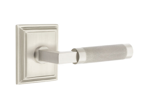 Emtek Select L Square Knurled Lever Wilshire Rosette