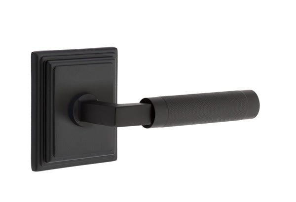 Emtek Select L Square Knurled Lever Wilshire Rosette