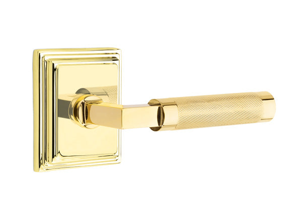 Emtek Select L Square Knurled Lever Wilshire Rosette