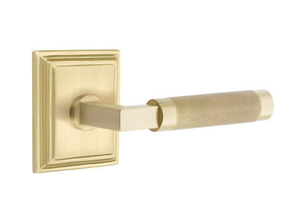 Emtek Select L Square Knurled Lever Wilshire Rosette