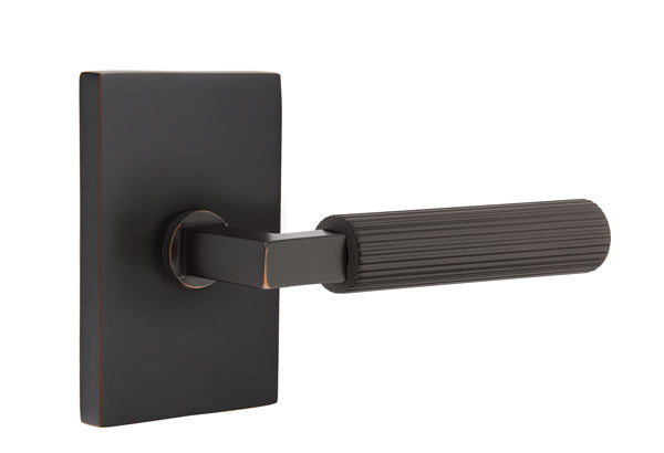 Emtek Select L Square Straight Knurled Lever Modern Rectangular Rosette