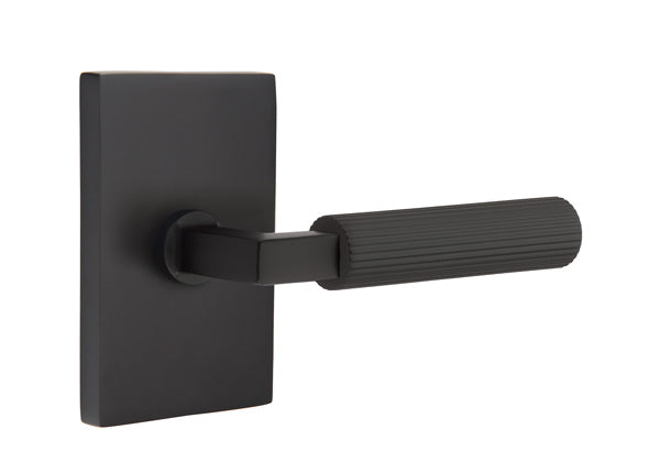 Emtek Select L Square Straight Knurled Lever Modern Rectangular Rosette