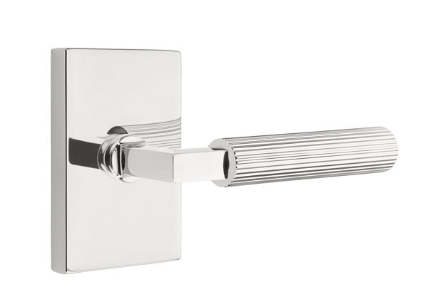Emtek Select L Square Straight Knurled Lever Modern Rectangular Rosette
