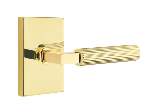 Emtek Select L Square Straight Knurled Lever Modern Rectangular Rosette