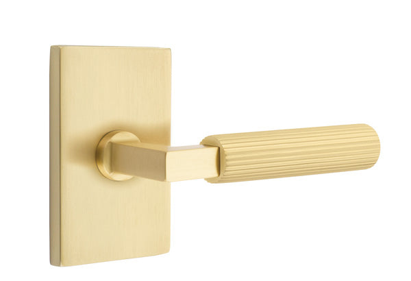 Emtek Select L Square Straight Knurled Lever Modern Rectangular Rosette