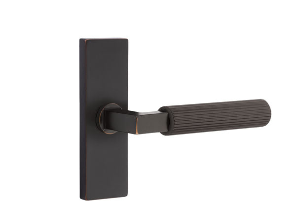 Emtek Stretto Narrow Trim Locksets with L-Square Straight Knurled Lever