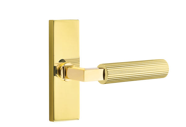 Emtek Stretto Narrow Trim Locksets with L-Square Straight Knurled Lever