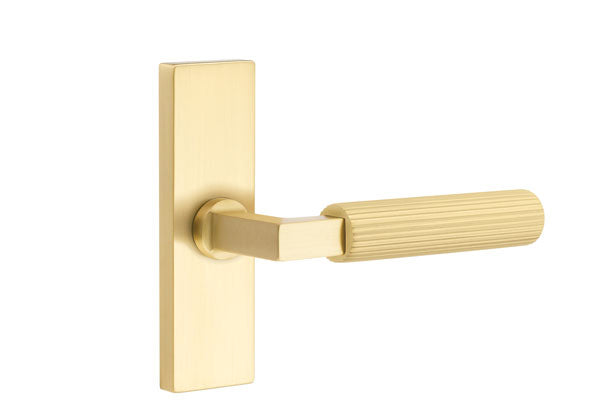 Emtek Stretto Narrow Trim Locksets with L-Square Straight Knurled Lever