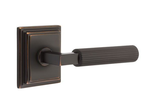 Emtek Select L Square Straight Knurled Lever Wilshire Rosette