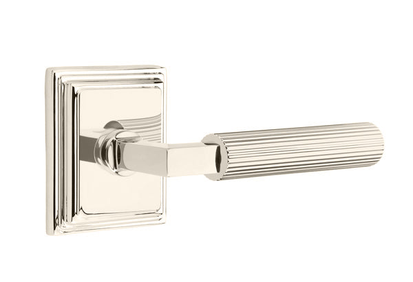 Emtek Select L Square Straight Knurled Lever Wilshire Rosette