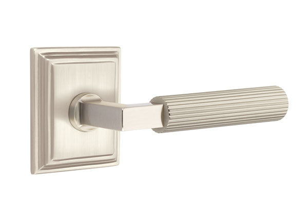 Emtek Select L Square Straight Knurled Lever Wilshire Rosette