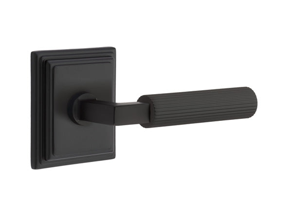 Emtek Select L Square Straight Knurled Lever Wilshire Rosette