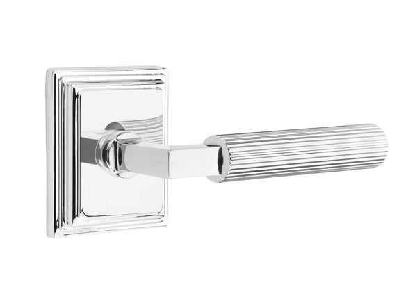 Emtek Select L Square Straight Knurled Lever Wilshire Rosette