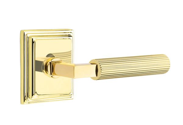 Emtek Select L Square Straight Knurled Lever Wilshire Rosette