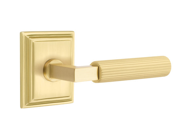 Emtek Select L Square Straight Knurled Lever Wilshire Rosette