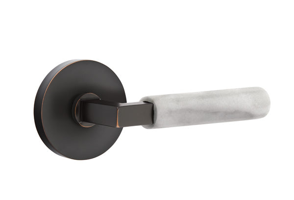 Emtek Select L Square White Marble Lever Disk Rosette