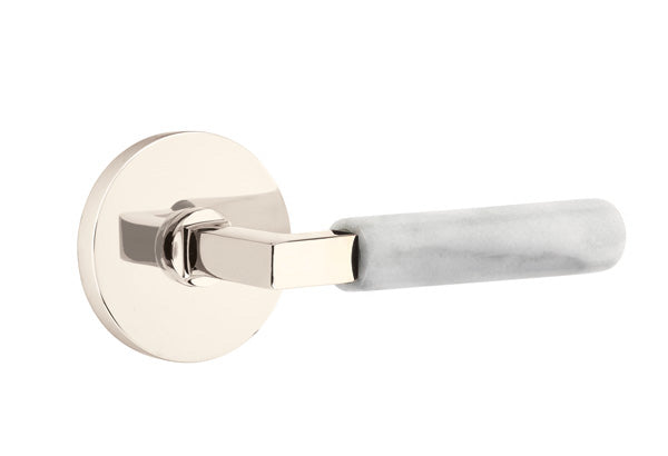Emtek Select L Square White Marble Lever Disk Rosette
