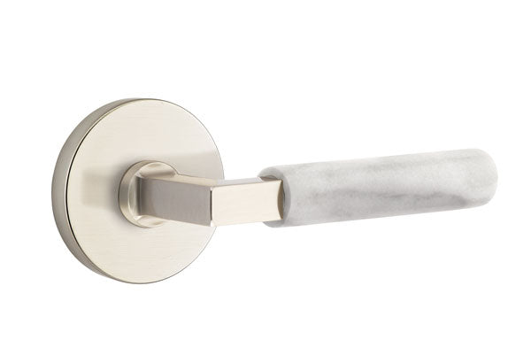 Emtek Select L Square White Marble Lever Disk Rosette