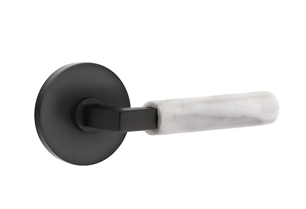 Emtek Select L Square White Marble Lever Disk Rosette