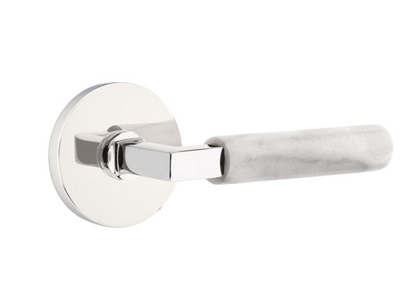 Emtek Select L Square White Marble Lever Disk Rosette