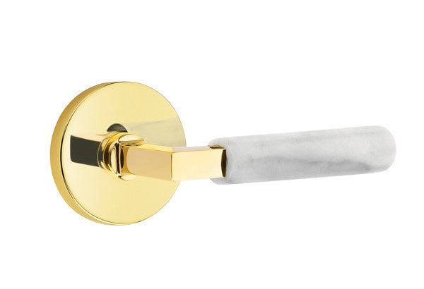Emtek Select L Square White Marble Lever Disk Rosette