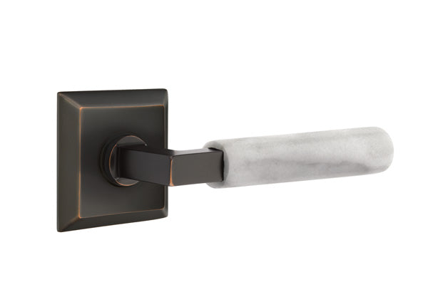 Emtek Select L Square White Marble Lever Quincy Rosette