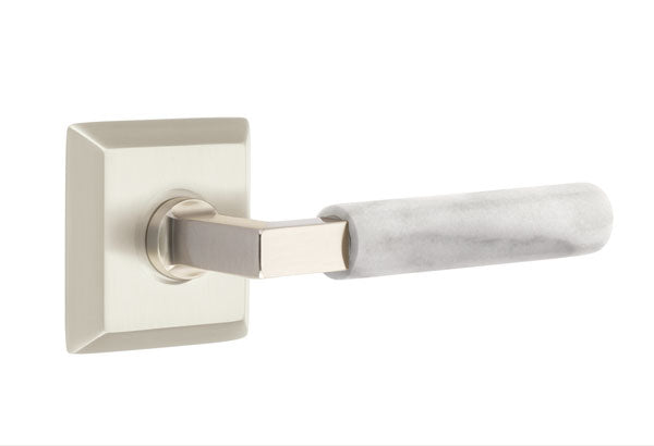 Emtek Select L Square White Marble Lever Quincy Rosette