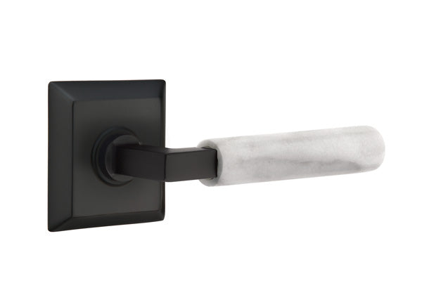 Emtek Select L Square White Marble Lever Quincy Rosette