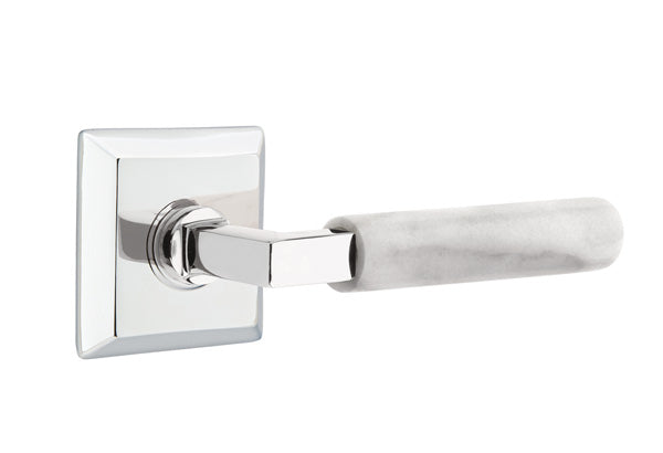 Emtek Select L Square White Marble Lever Quincy Rosette