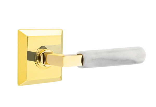 Emtek Select L Square White Marble Lever Quincy Rosette