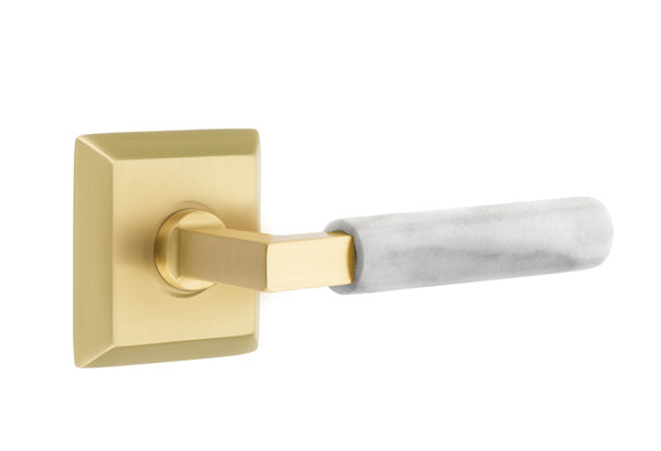 Emtek Select L Square White Marble Lever Quincy Rosette