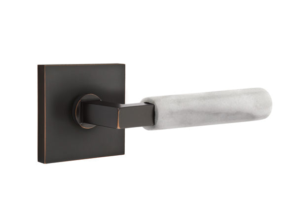 Emtek Select L Square White Marble Lever Square Rosette