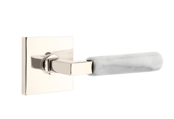 Emtek Select L Square White Marble Lever Square Rosette