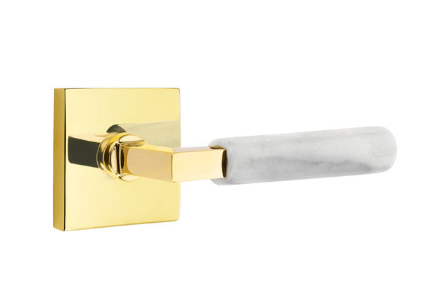 Emtek Select L Square White Marble Lever Square Rosette