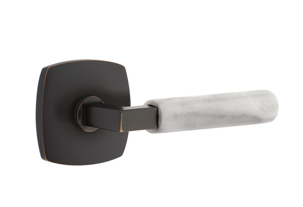 Emtek Select L Square White Marble Lever Urban Modern Rosette