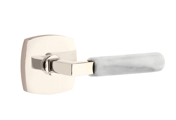 Emtek Select L Square White Marble Lever Urban Modern Rosette