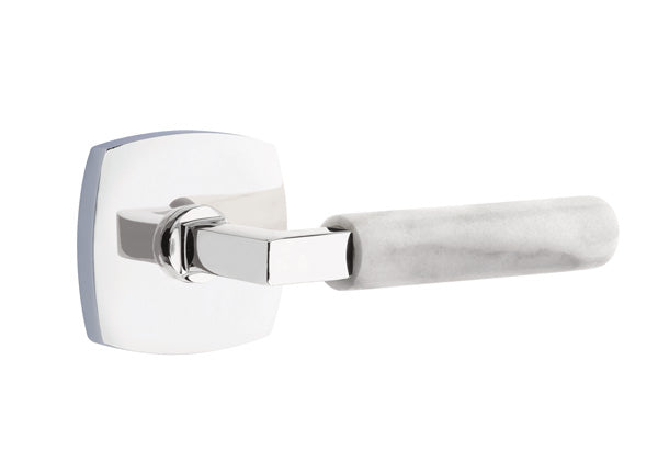 Emtek Select L Square White Marble Lever Urban Modern Rosette