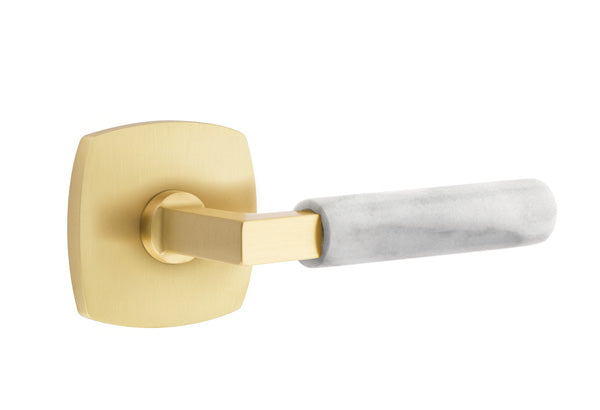 Emtek Select L Square White Marble Lever Urban Modern Rosette