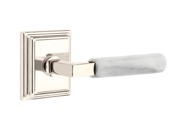 Emtek Select L Square White Marble Lever Wilshire Rosette